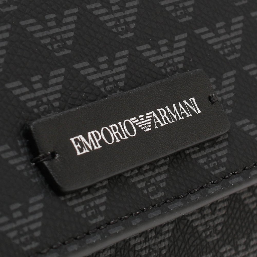 Foldover Black Logo Cross-Body Bag