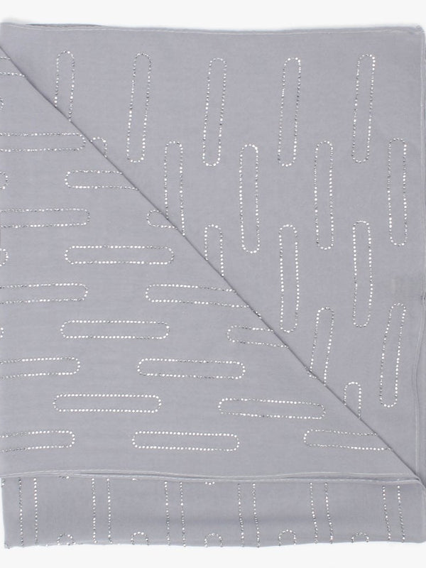 Grey Diamante Embellished Scarf