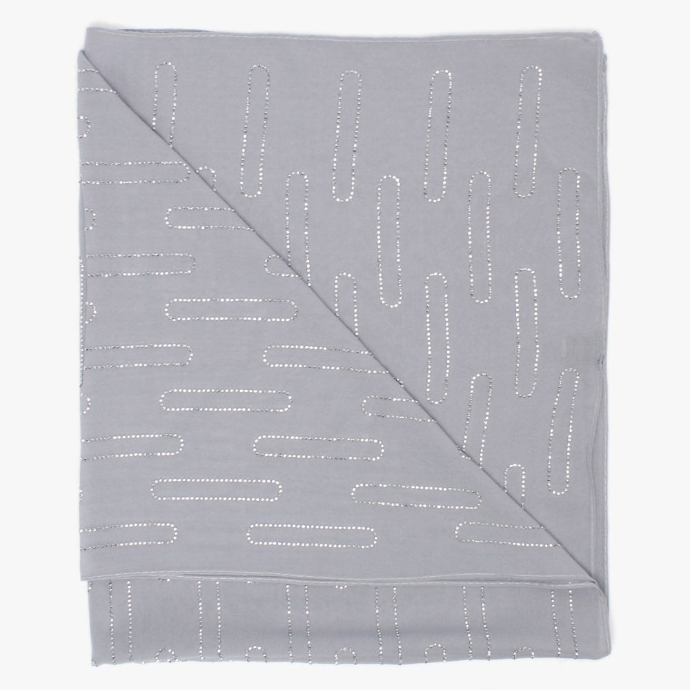 Grey Diamante Embellished Scarf