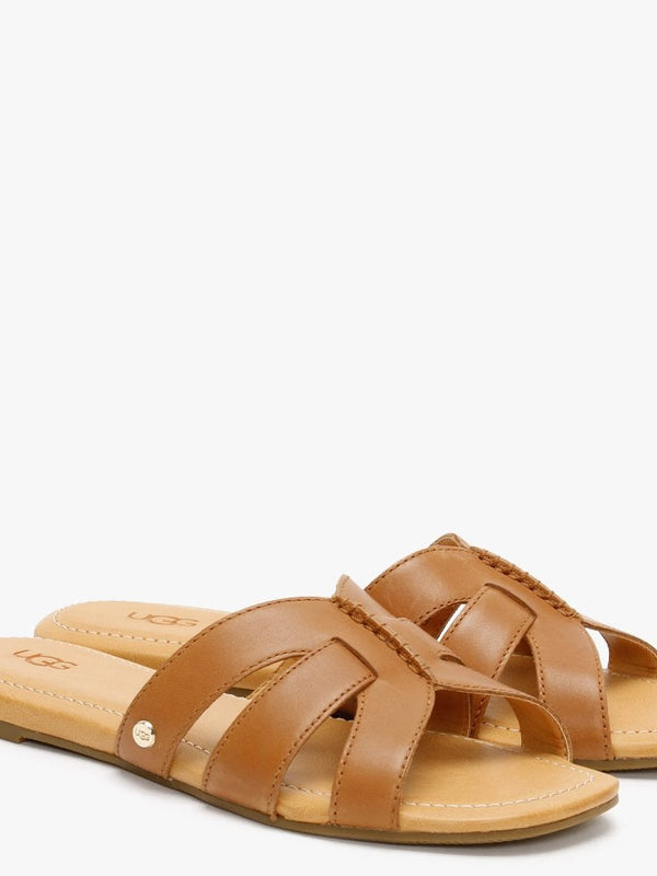 Teague Tan Leather Sliders