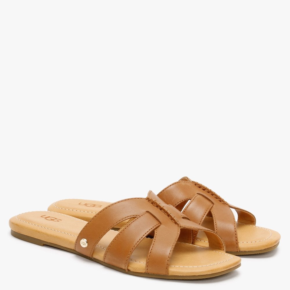 Teague Tan Leather Sliders