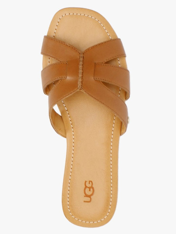Teague Tan Leather Sliders