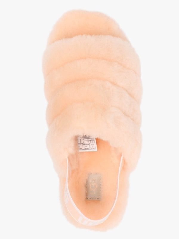 Fluff Yeah Logo Scallop Sheepskin Sliders