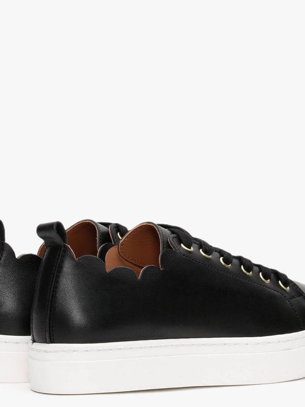 Scallop Black Leather Trainers