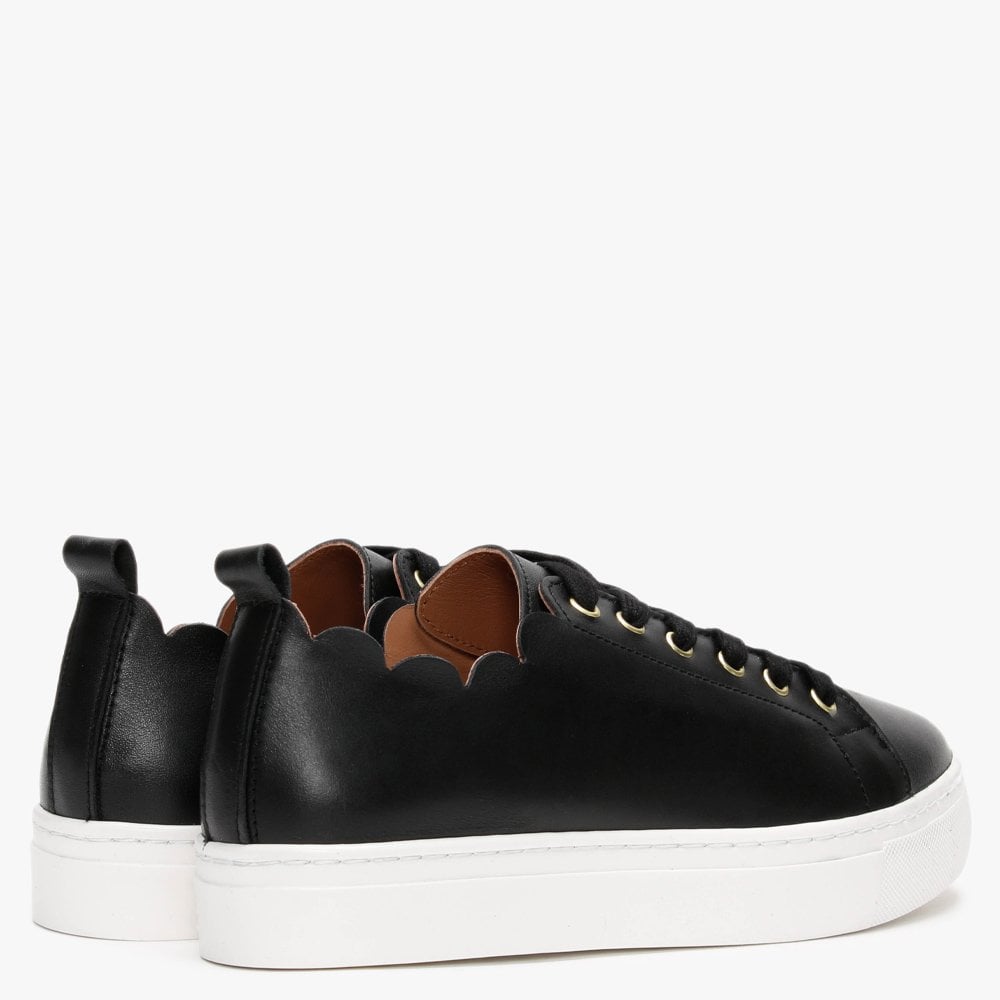 Scallop Black Leather Trainers