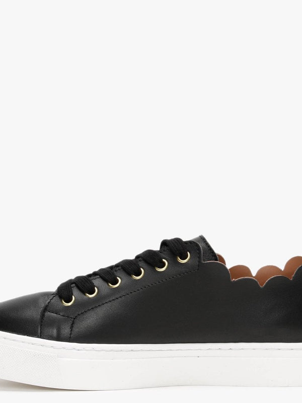 Scallop Black Leather Trainers