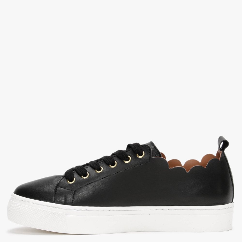 Scallop Black Leather Trainers