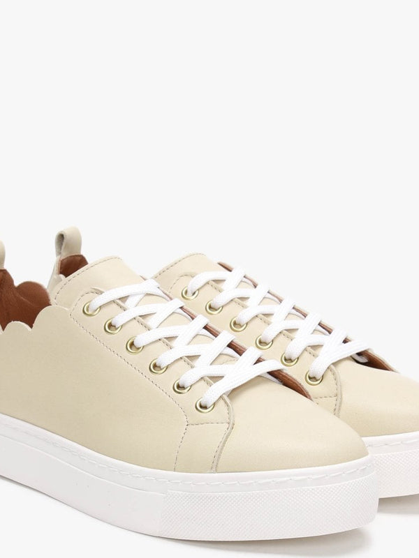 Scallop Beige Leather Trainers