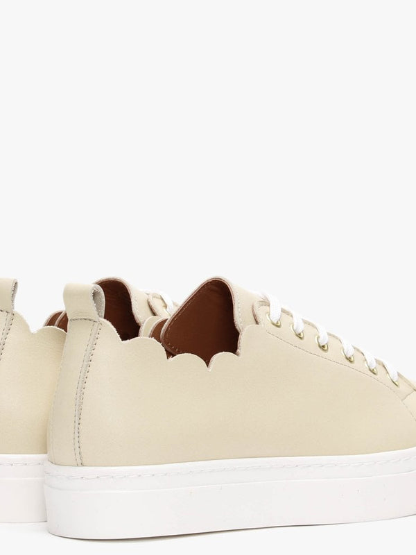 Scallop Beige Leather Trainers