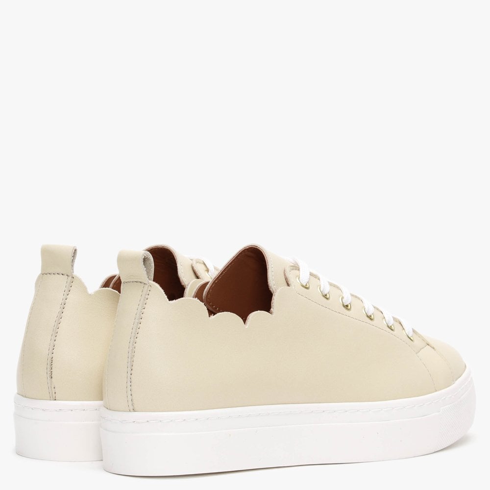 Scallop Beige Leather Trainers