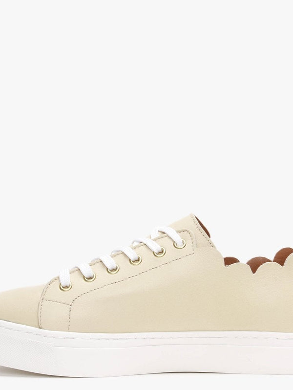 Scallop Beige Leather Trainers