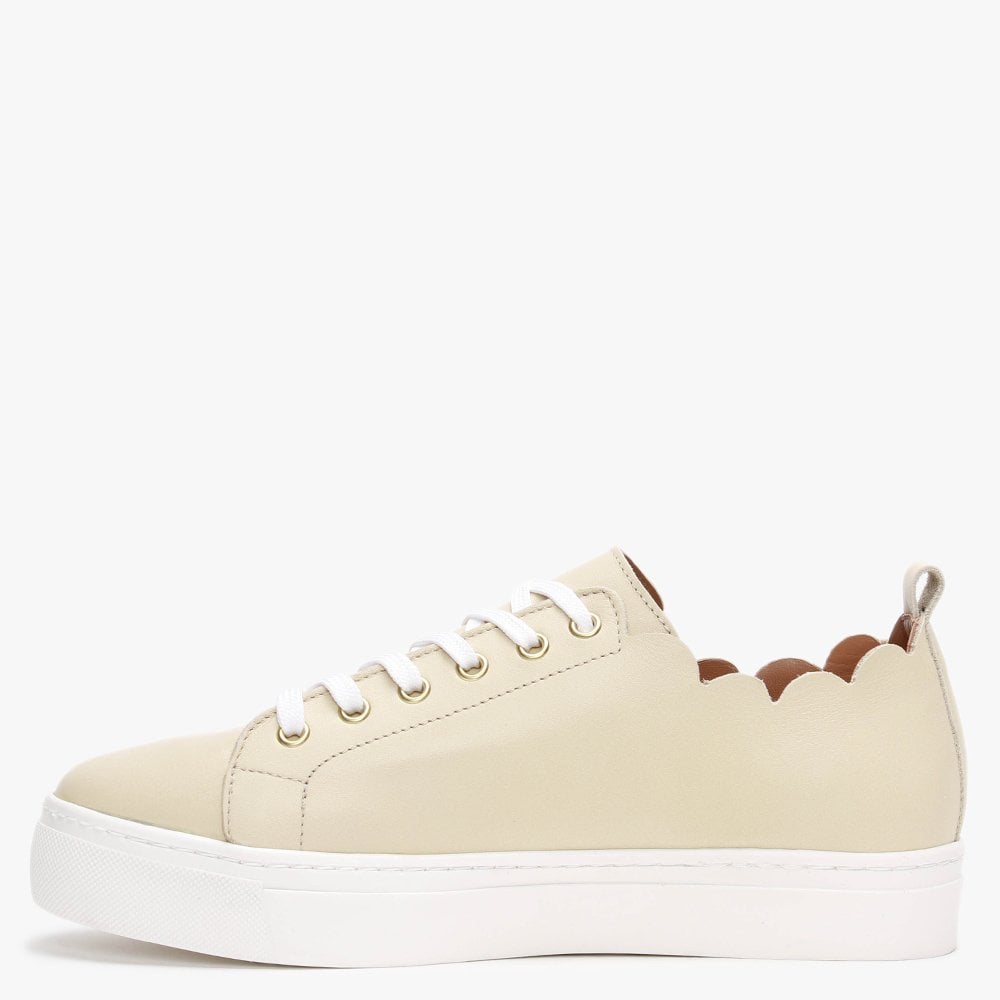 Scallop Beige Leather Trainers