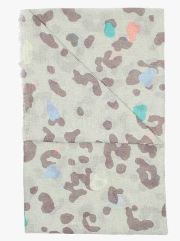 Green Multi Pastel Leopard Scarf