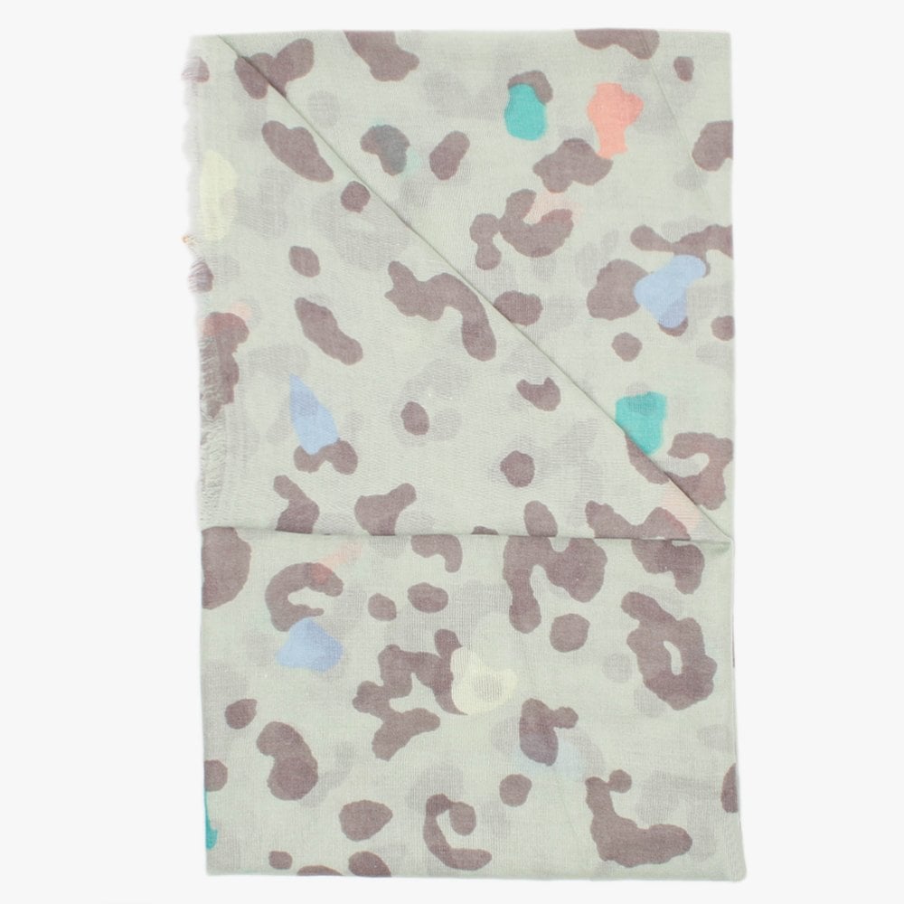 Green Multi Pastel Leopard Scarf