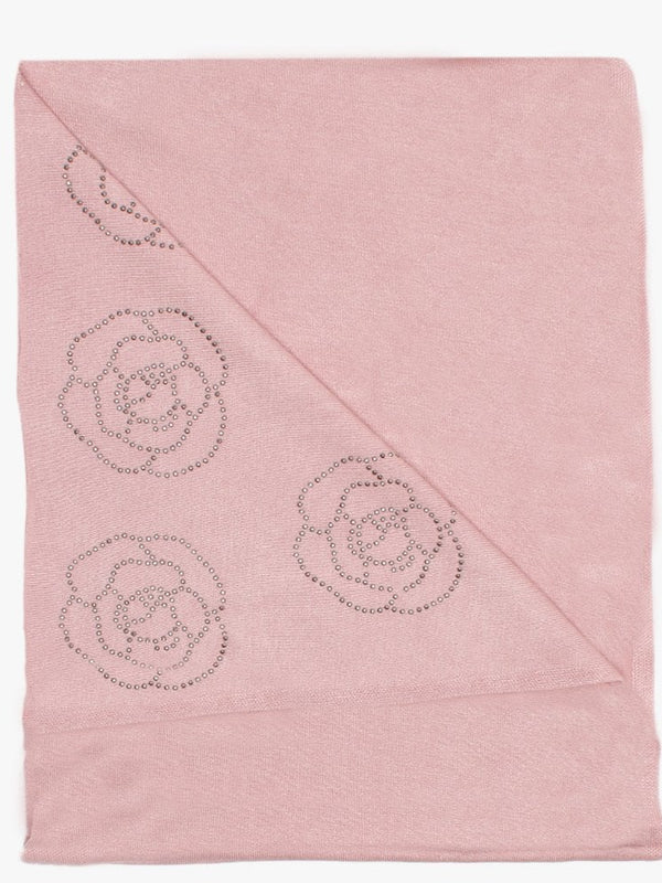 Pink Embellished Flowers Scarf