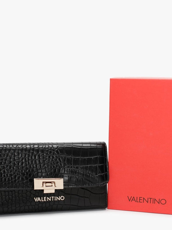 Anastasia Black Moc Croc Wallet On A Chain