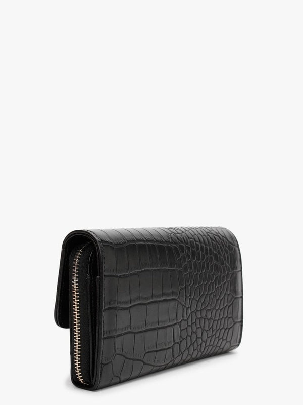 Anastasia Black Moc Croc Wallet On A Chain