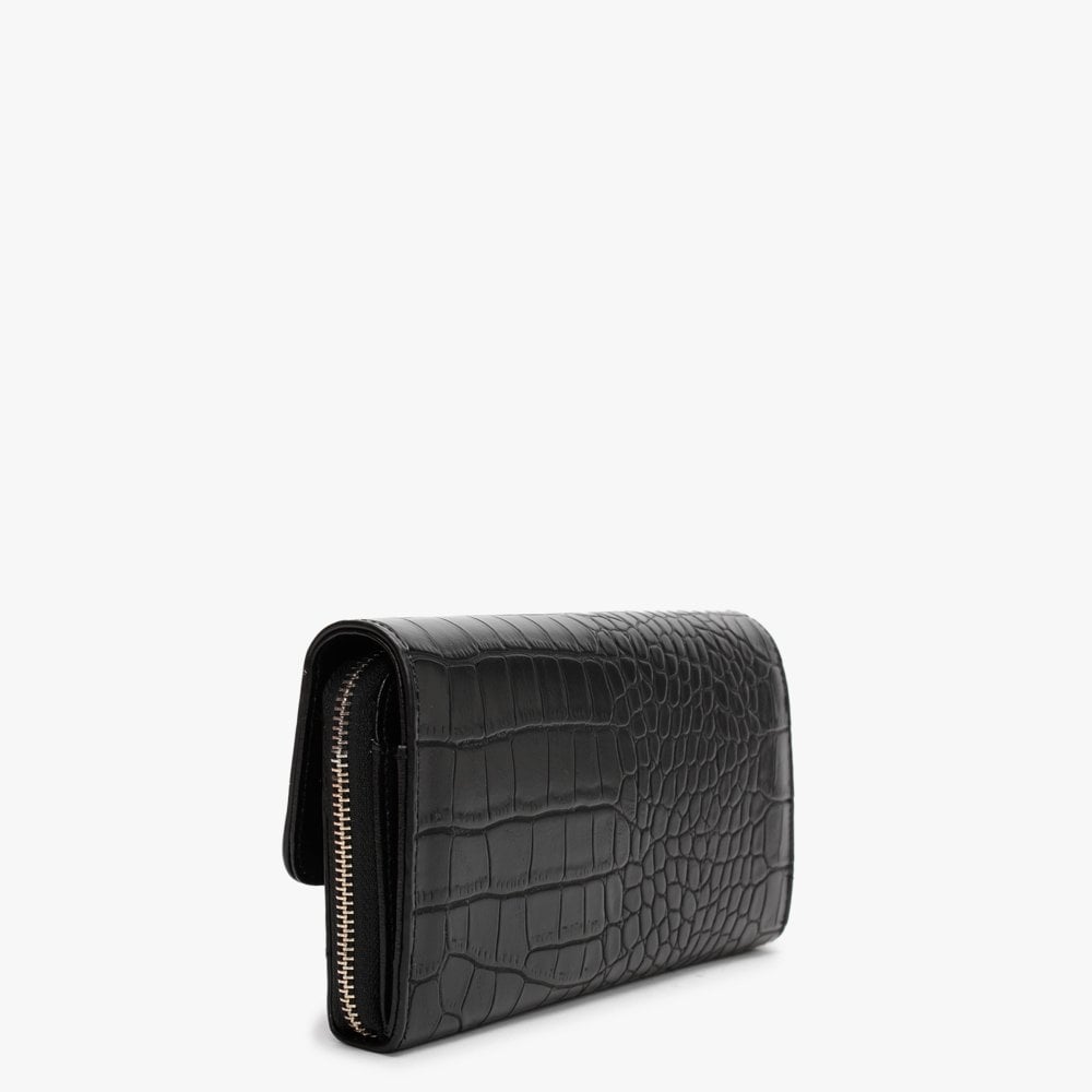 Anastasia Black Moc Croc Wallet On A Chain