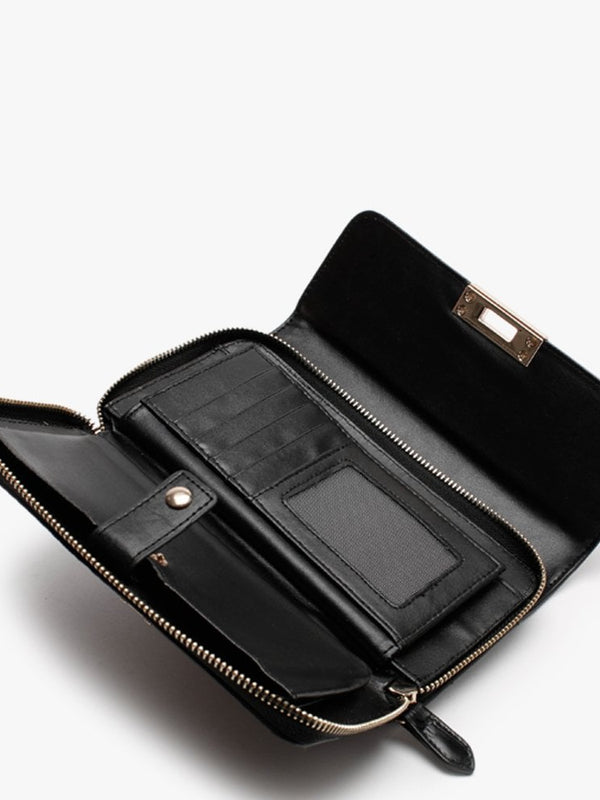 Anastasia Black Moc Croc Wallet On A Chain