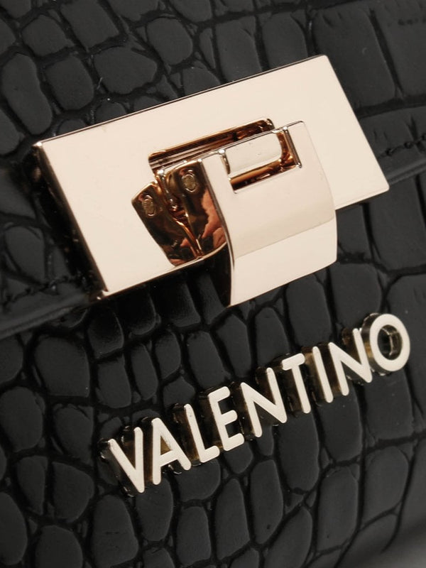 Anastasia Black Moc Croc Wallet On A Chain