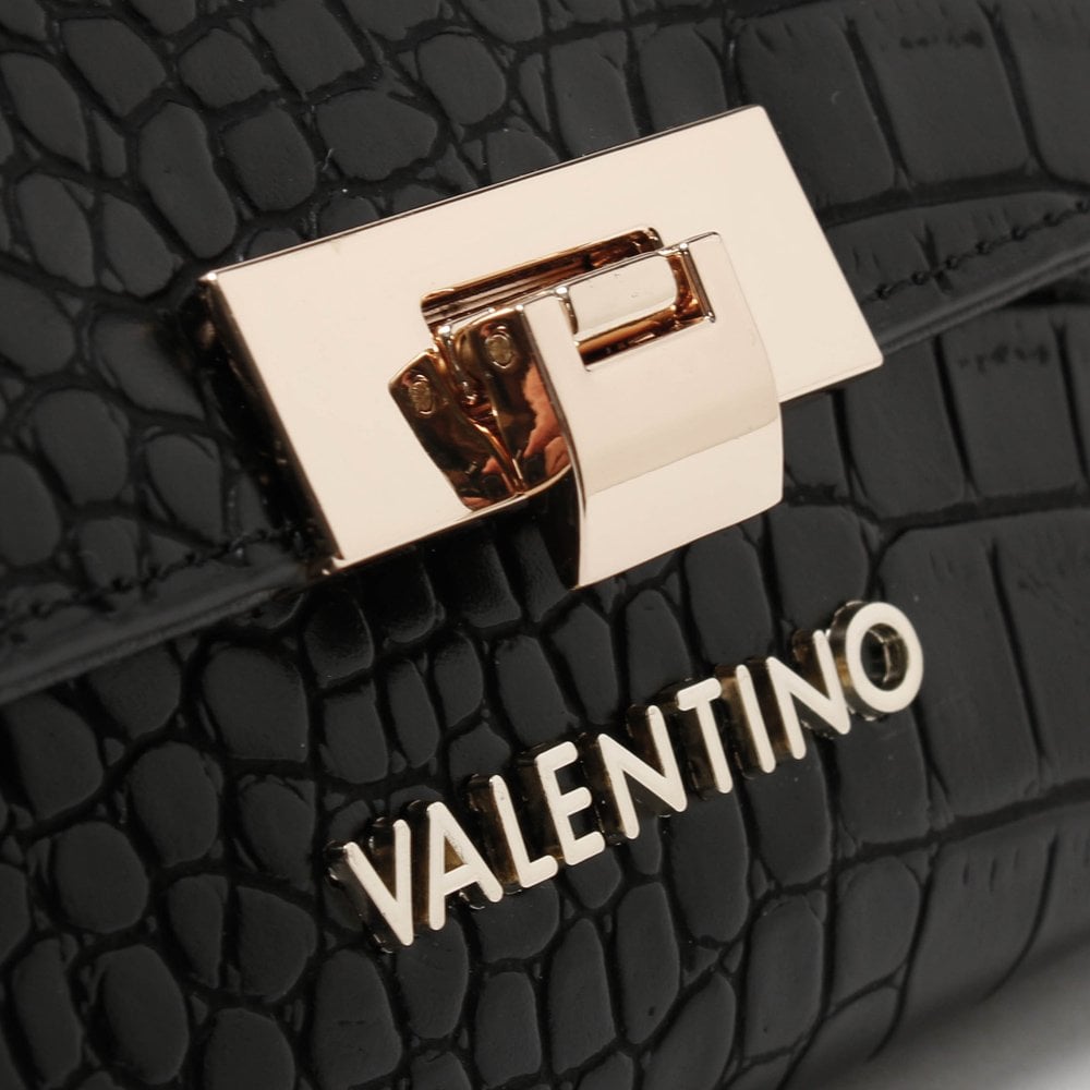 Anastasia Black Moc Croc Wallet On A Chain