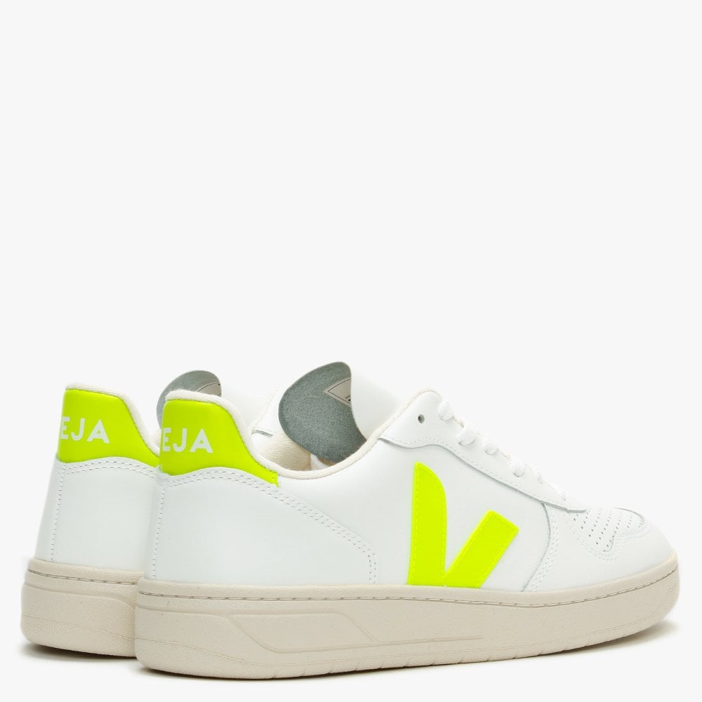 V-10 Leather Extra White Jaune Fluo Trainers