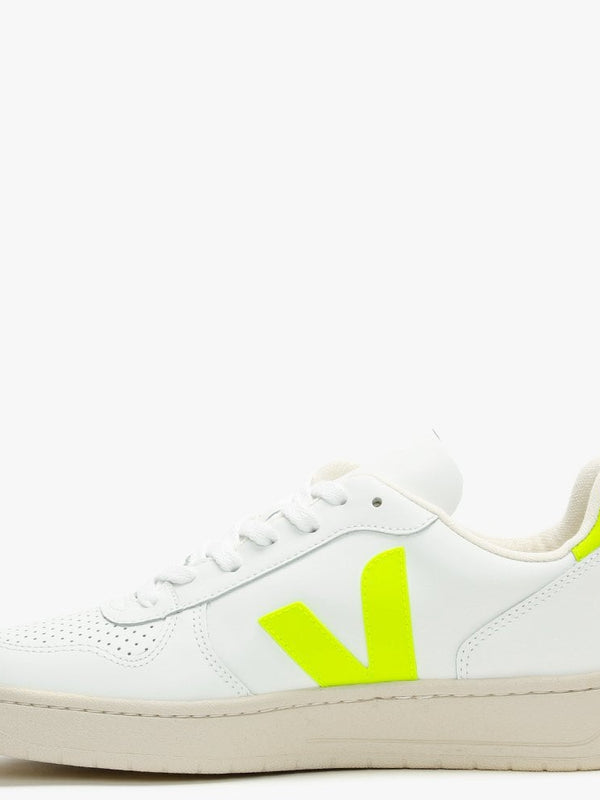 V-10 Leather Extra White Jaune Fluo Trainers