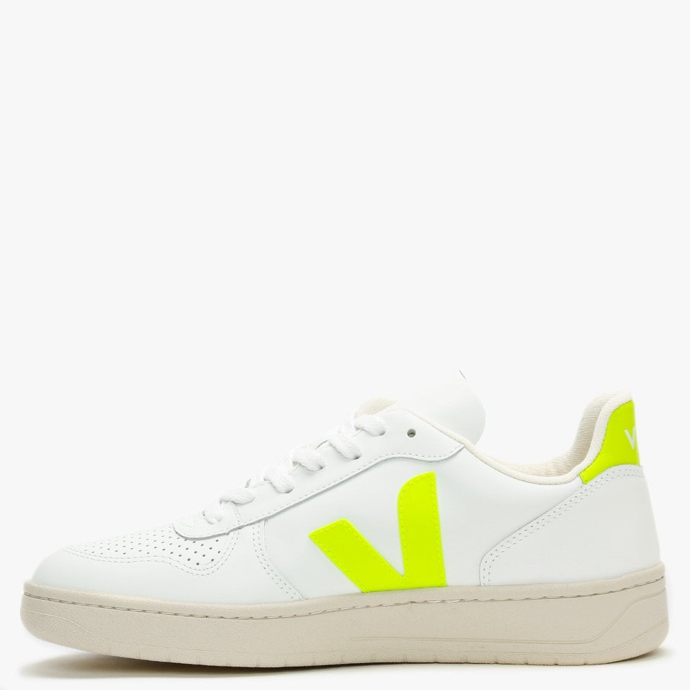 V-10 Leather Extra White Jaune Fluo Trainers