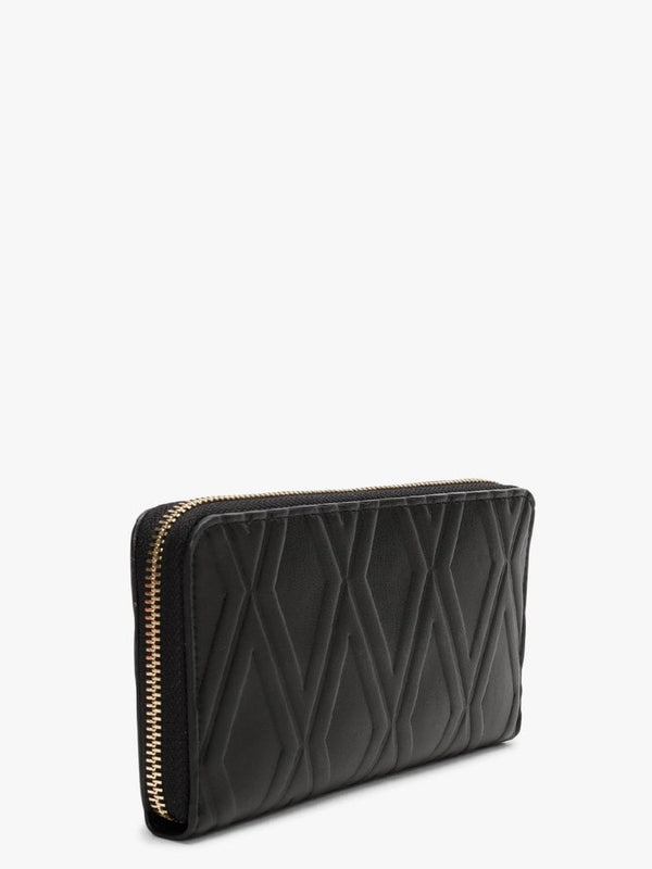 Pepa Black Zip Around Quilted Wallet