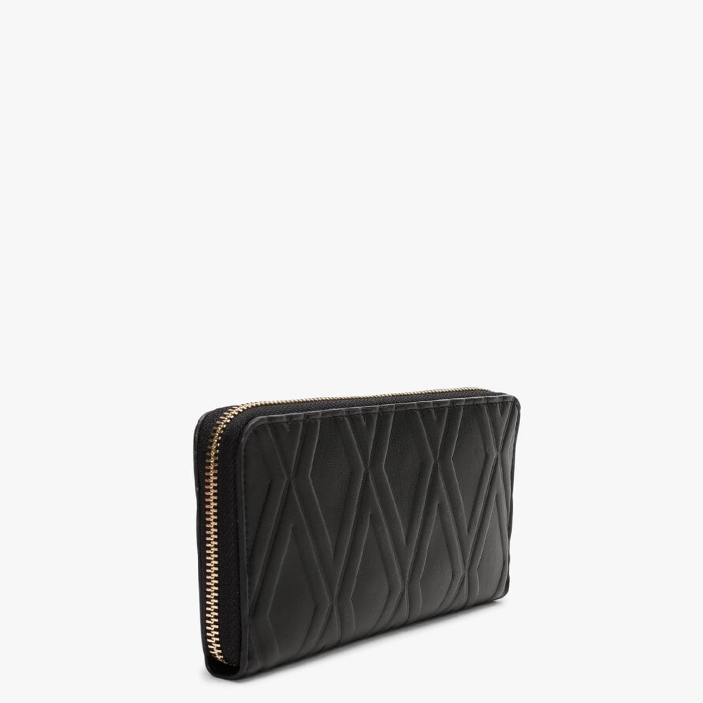 Pepa Black Zip Around Quilted Wallet