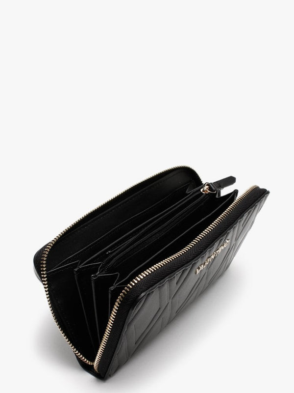 Pepa Black Zip Around Quilted Wallet