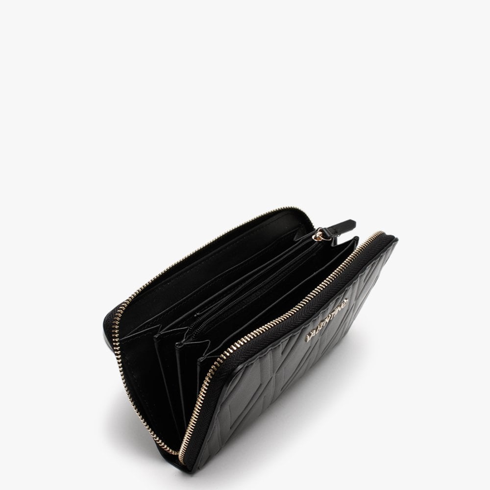 Pepa Black Zip Around Quilted Wallet