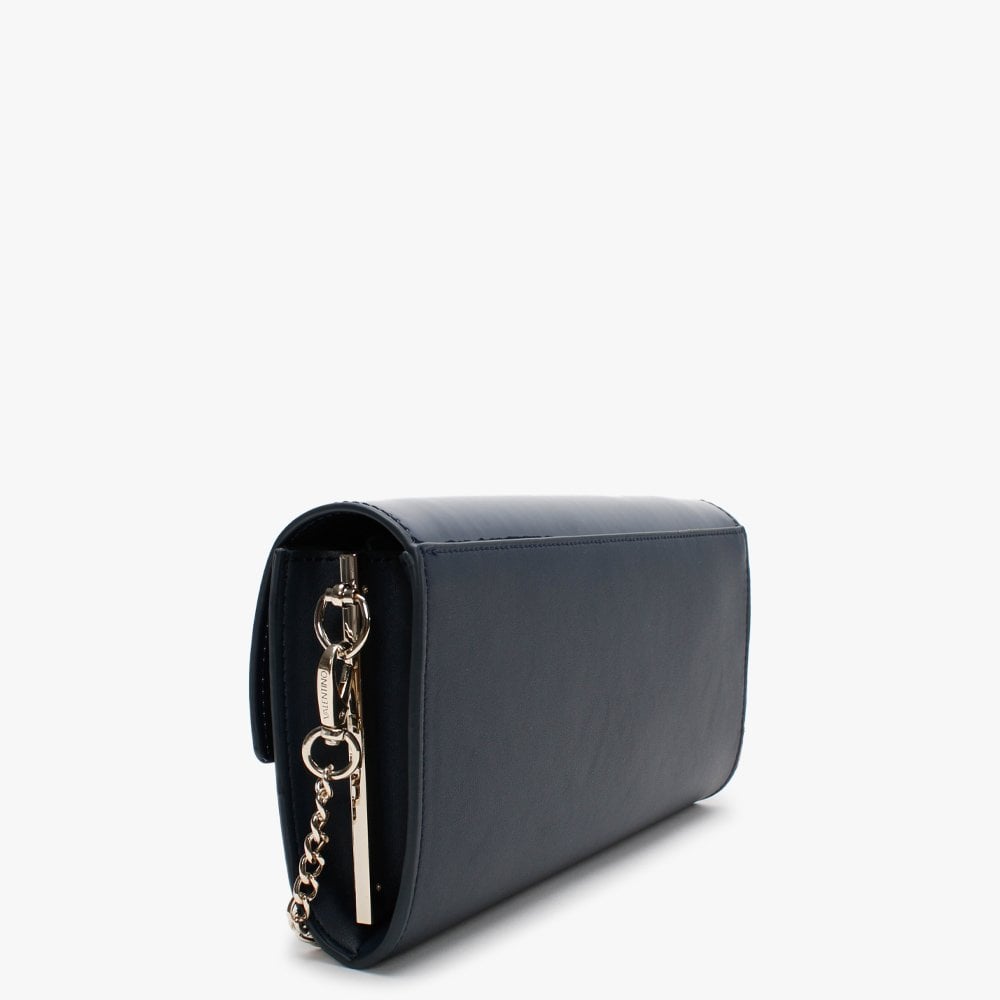 Castilla Navy Patent Flap Pochette Bag