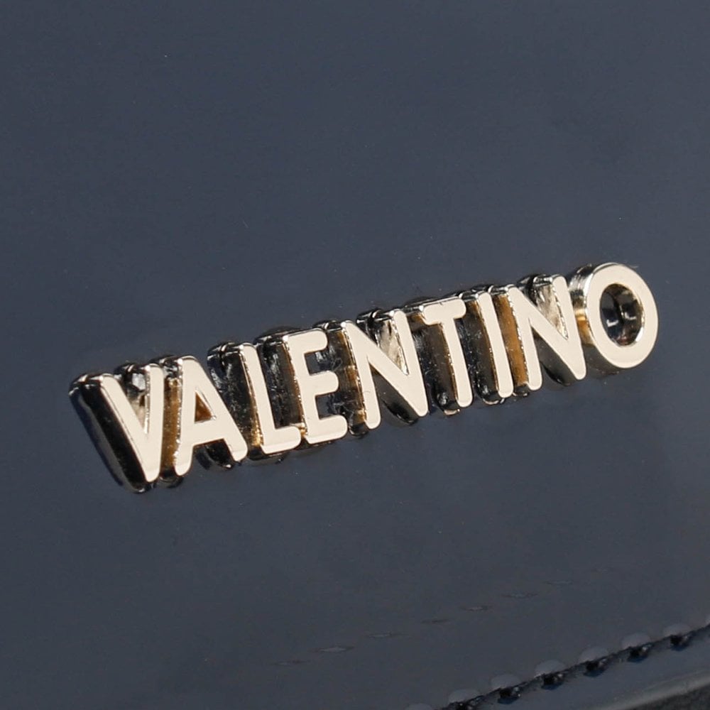Castilla Navy Patent Flap Pochette Bag
