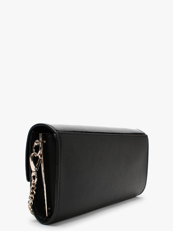 Castilla Black Patent Flap Pochette Bag