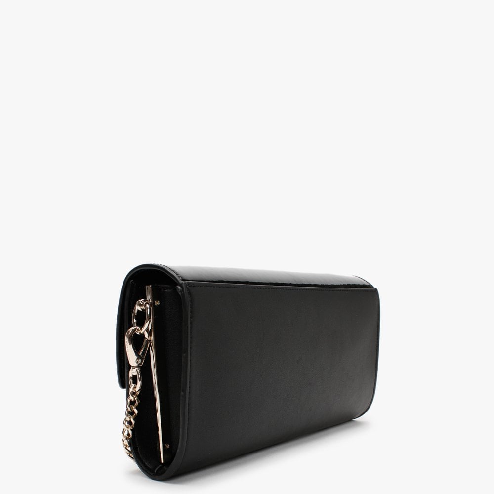 Castilla Black Patent Flap Pochette Bag