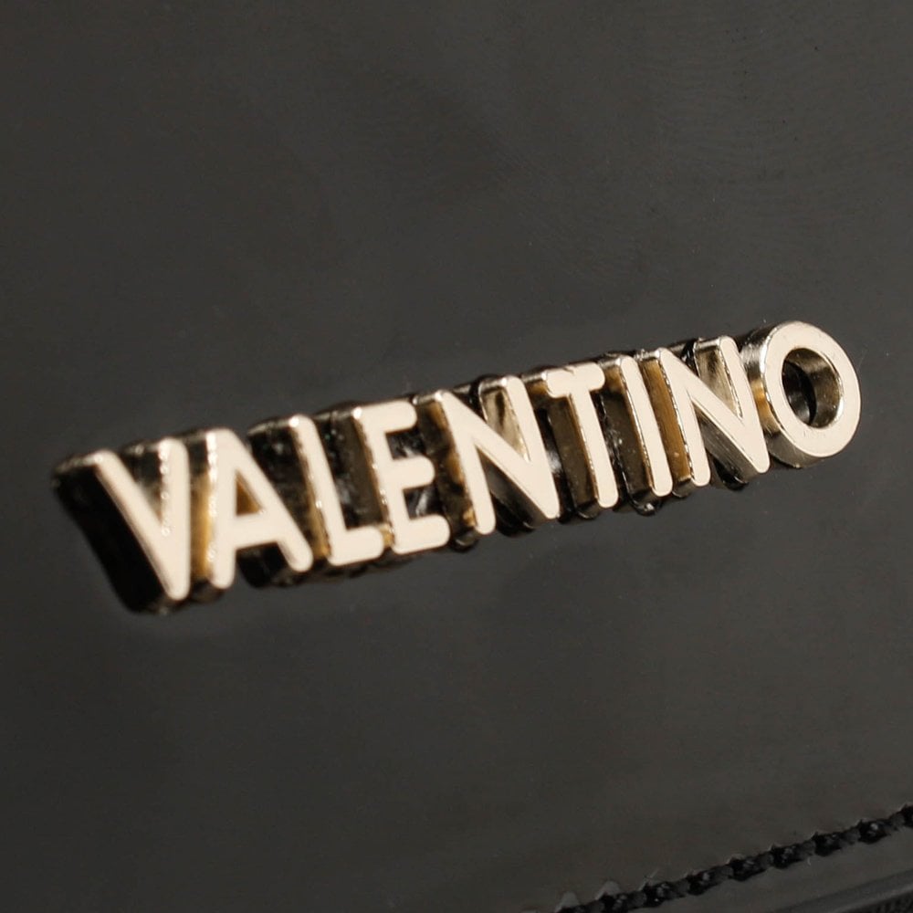 Castilla Black Patent Flap Pochette Bag