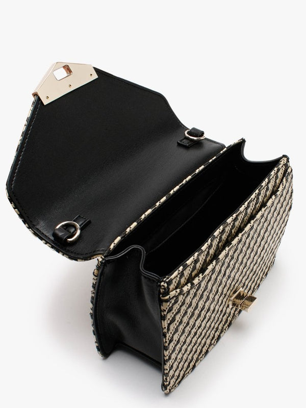 Amanda Nero & Ecru Woven Pochette Bag