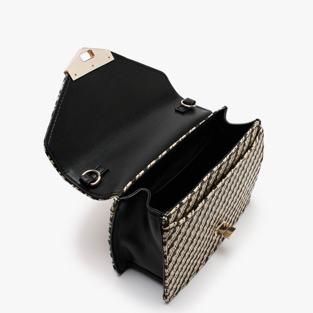 Amanda Nero & Ecru Woven Pochette Bag