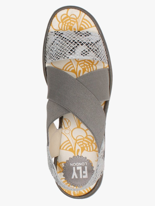 Yaji Off White Piombo Elasticated Cross Strap Wedge Sandals