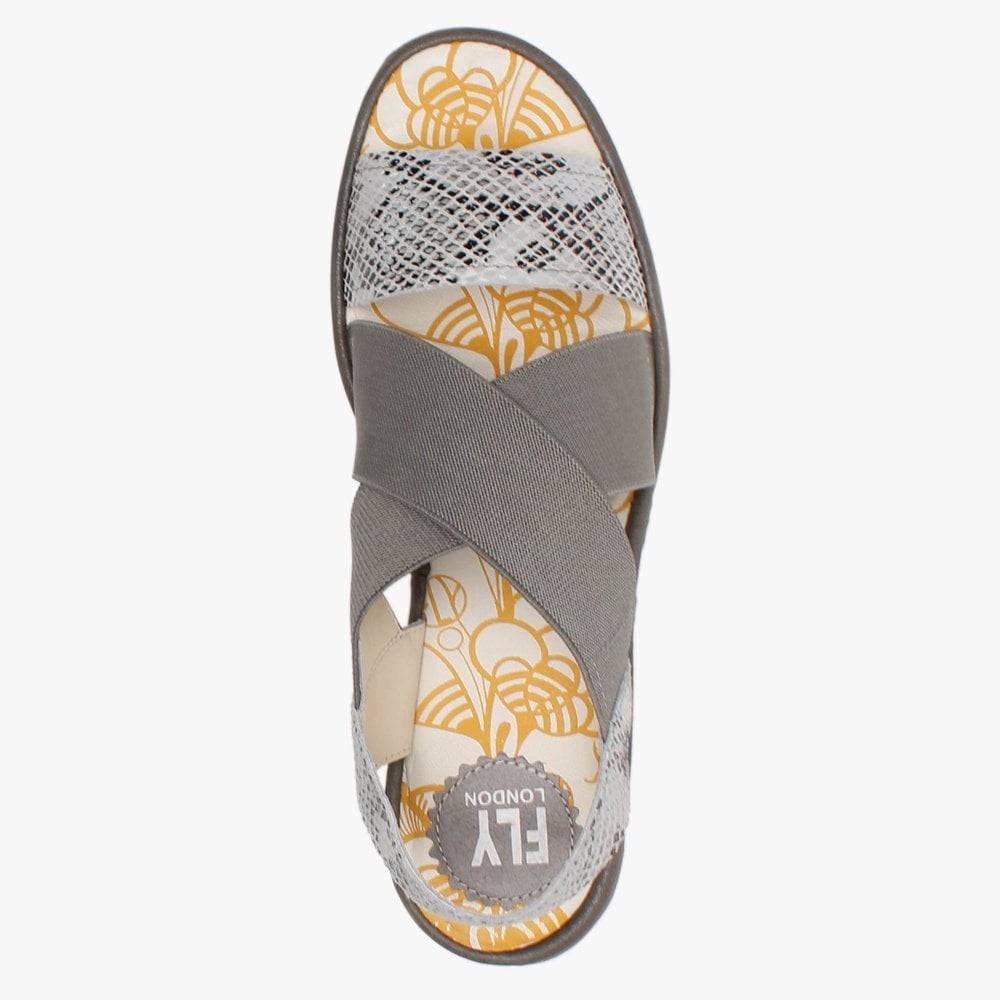 Yaji Off White Piombo Elasticated Cross Strap Wedge Sandals