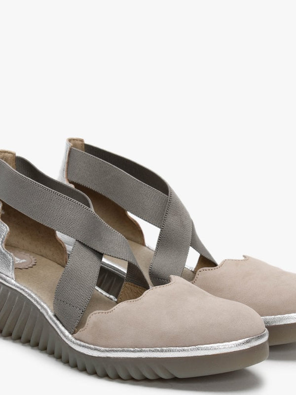 Lago Concrete & Silver Low Wedge Shoes