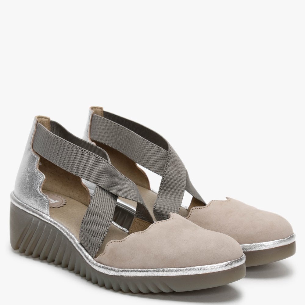 Lago Concrete & Silver Low Wedge Shoes