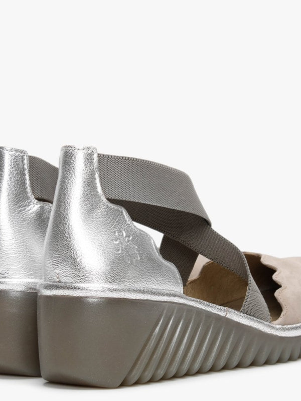 Lago Concrete & Silver Low Wedge Shoes