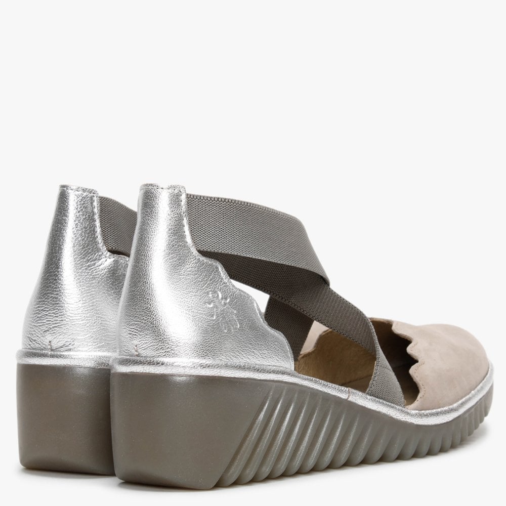 Lago Concrete & Silver Low Wedge Shoes