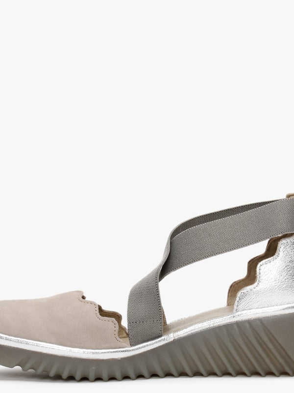 Lago Concrete & Silver Low Wedge Shoes