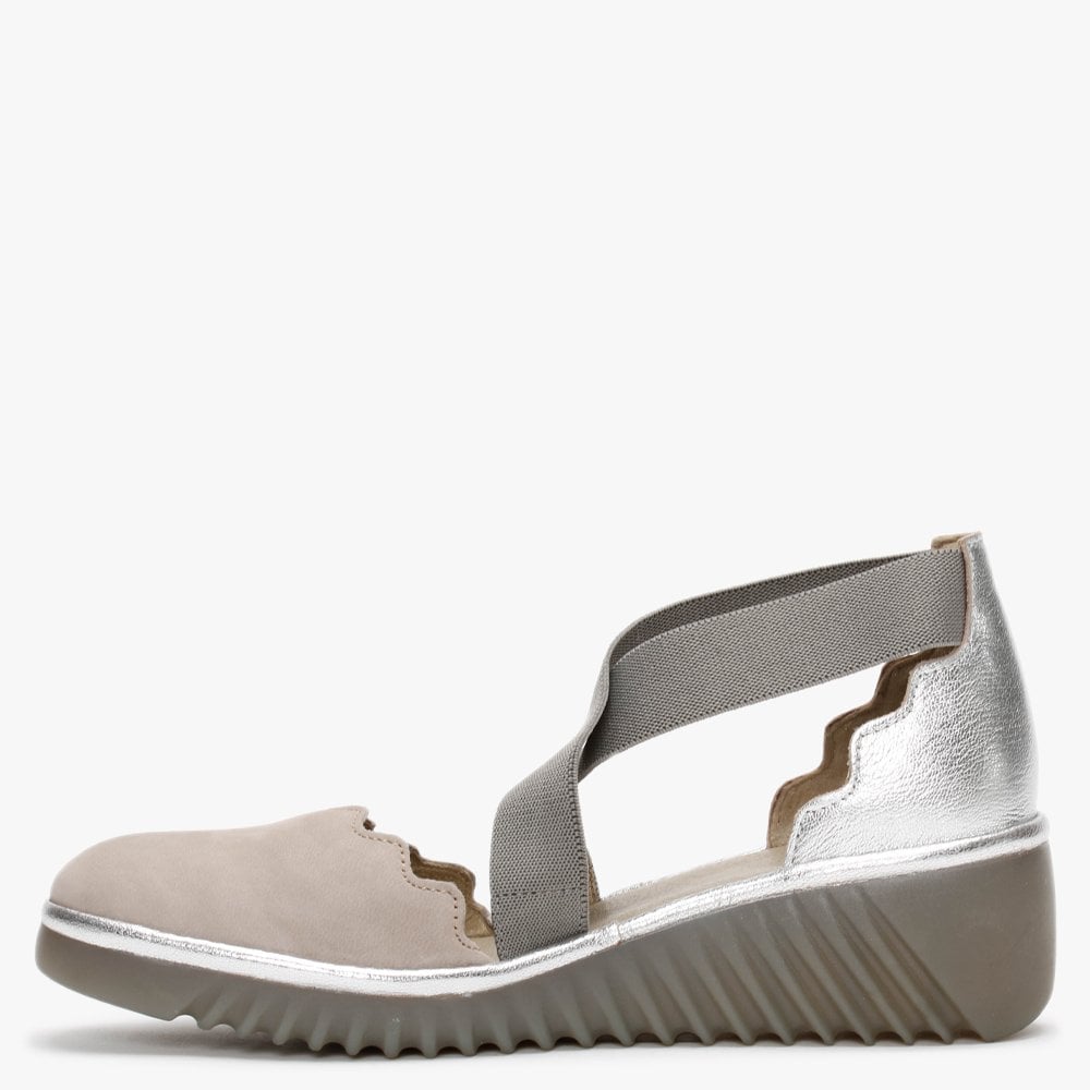 Lago Concrete & Silver Low Wedge Shoes