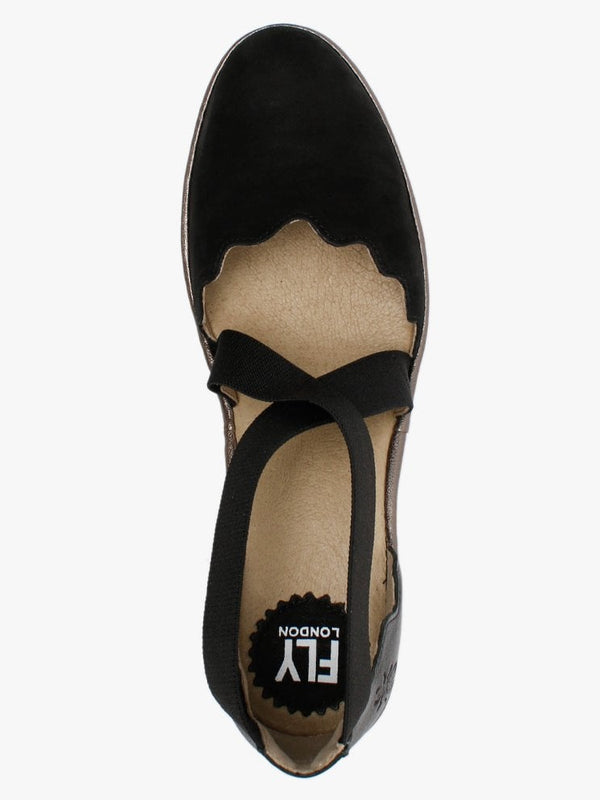 Lago Black Black & Bronze Low Wedge Shoes