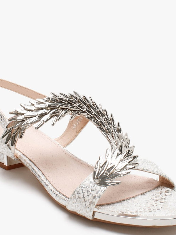 Jolissa Silver Leather Reptile Sandals
