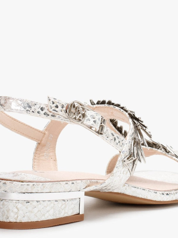 Jolissa Silver Leather Reptile Sandals